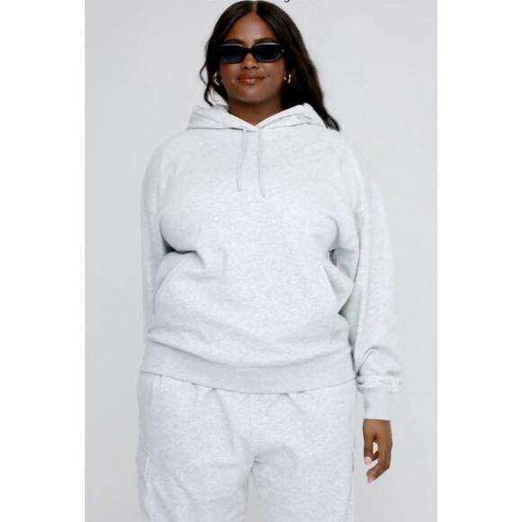Fabletics Cozy Fleece Slouchy Sweatshirt Hoodie Heather Gray 4X Cozy Lounge Gym - Picture 1 of 9